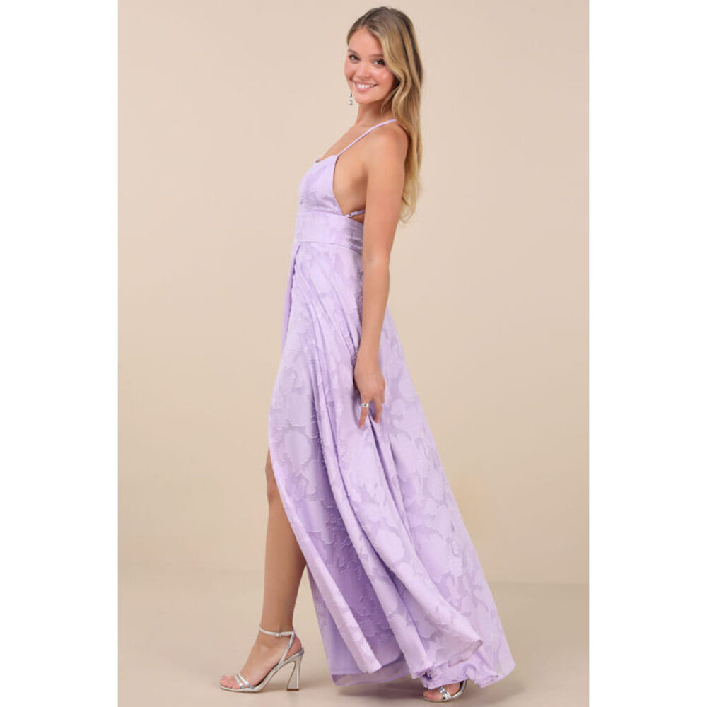Lulus Let There Be Romance Lavender Burnout Floral Maxi Dress Purple - Size L